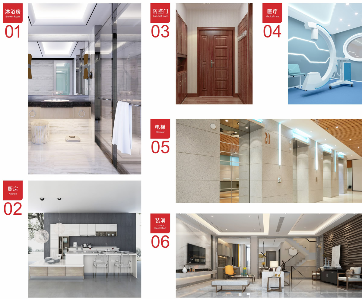 公司產品廣泛適用于裝飾裝潢、電梯、淋浴房、拼接防盜門、廚房設備、標示標牌企業(yè)、船舶、醫(yī)療器械等行業(yè)。